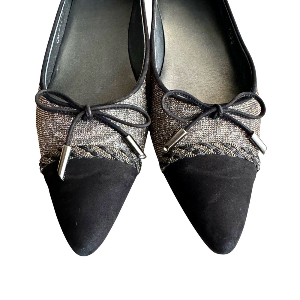 Stuart Weitzman Pointed Toe Flats Silver Gold - Picture 14 of 17